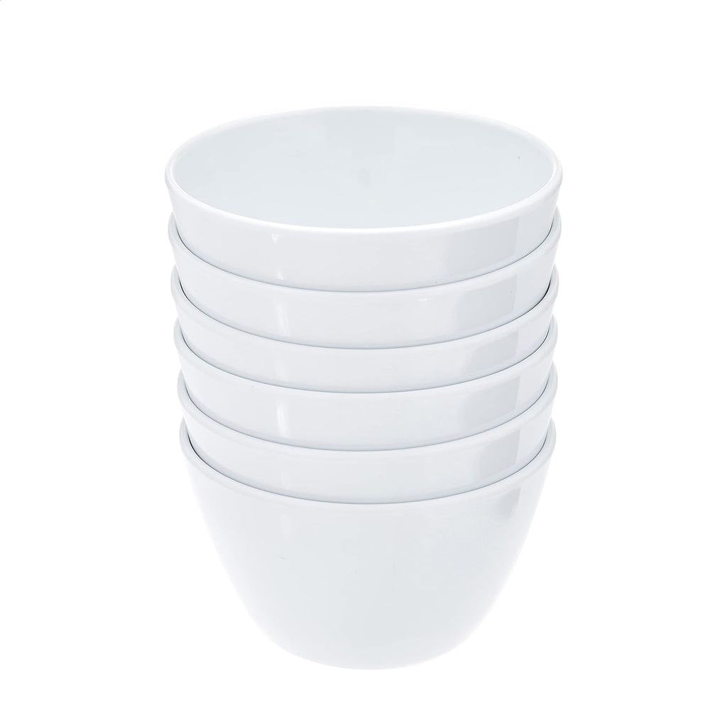 Amazon Basics Round Melamine Bowl  8 oz  White  6 Piece Set