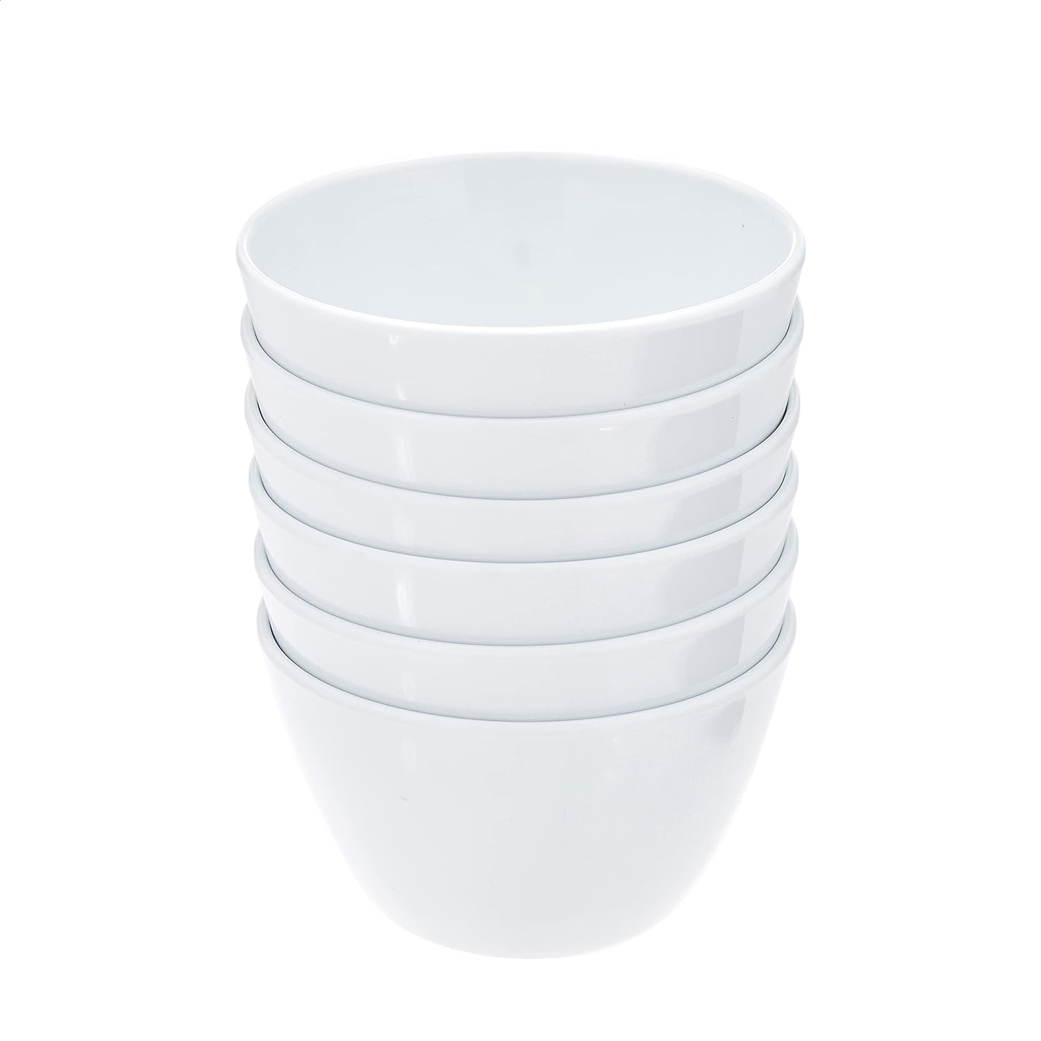 Amazon Basics Round Melamine Bowl  8 oz  White  6 Piece Set