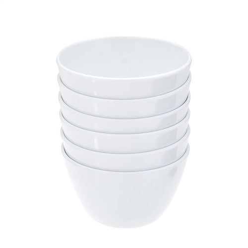 Amazon Basics Round Melamine Bowl  8 oz  White  6 Piece Set